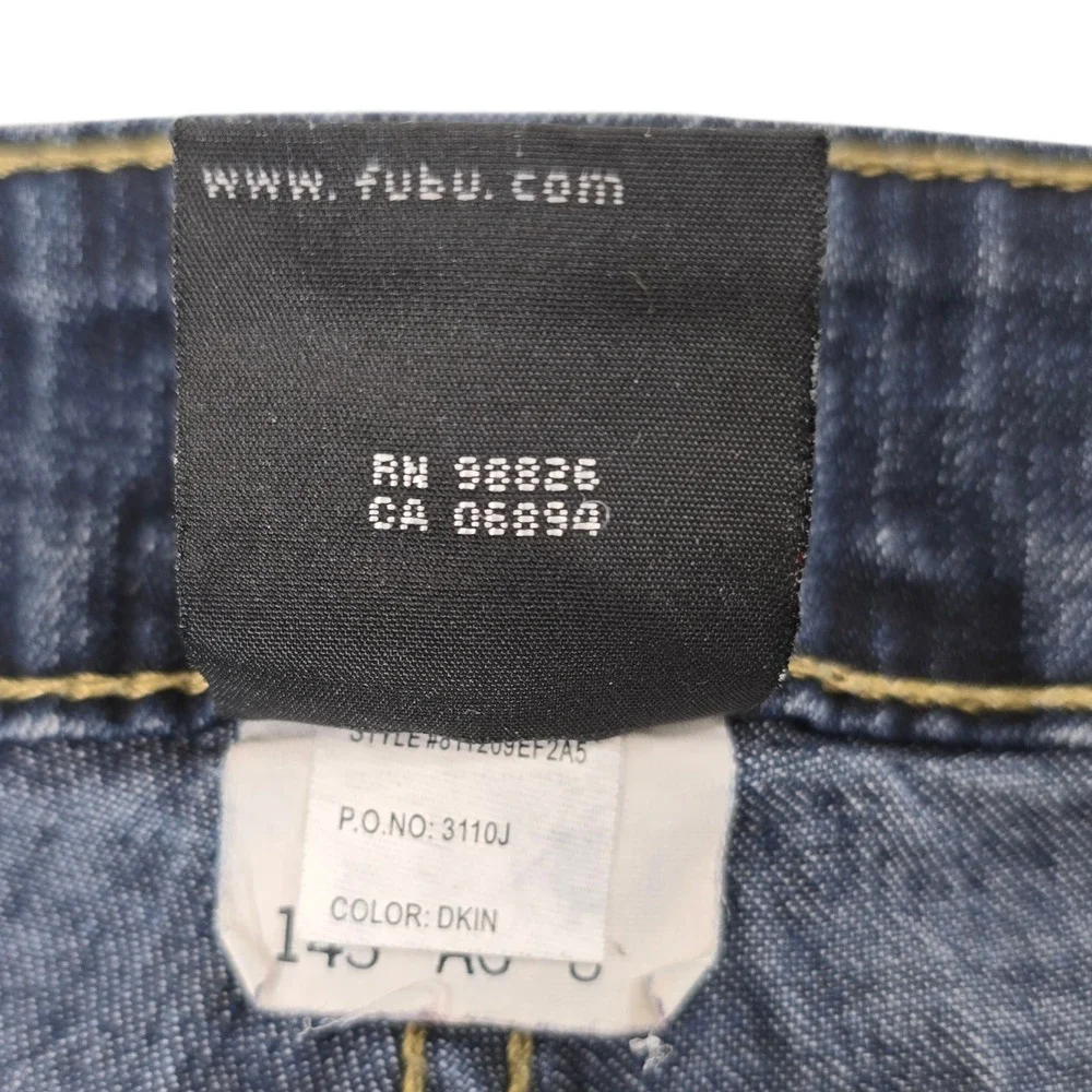 FUBU The Collection Women's Blue Denim Capris Size 13 14 Y2K Cropped Pants‎